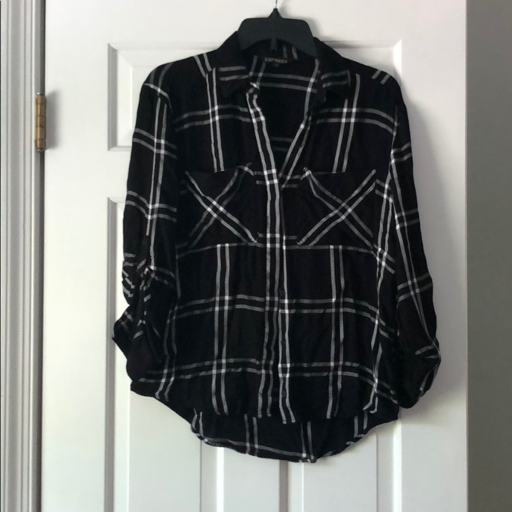 Express Plaid 3/4 button down